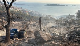 İzmir'deki yangında bir bağ evi kül oldu