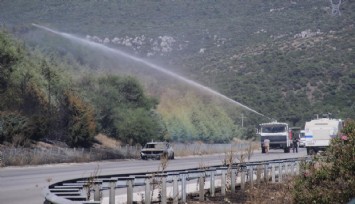 İzmir'de araçtaki alevlerin ormana sıçraması ile çıkan yangına müdahale sürüyor