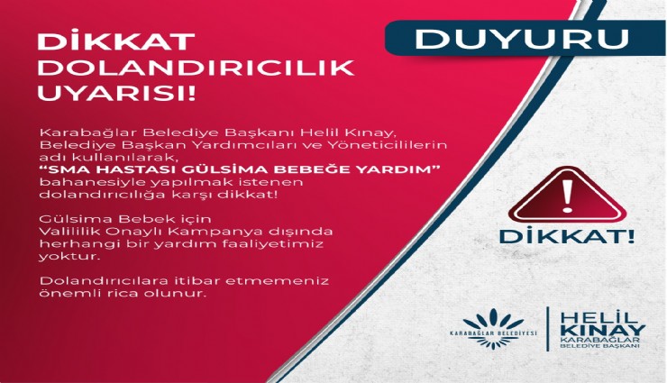 Karabağlar Belediyesi'nden dolandırıcılık uyarısı