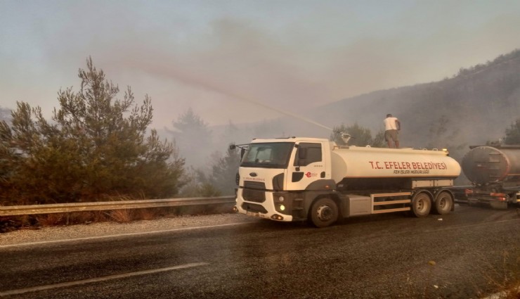 Efeler Belediyesi'nden  yangın söndürme çalışmalarına destek