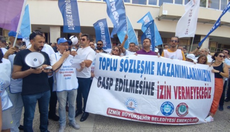 Büyükşehir emekçileri TİS eylemine İZSU önünde devam ediyor