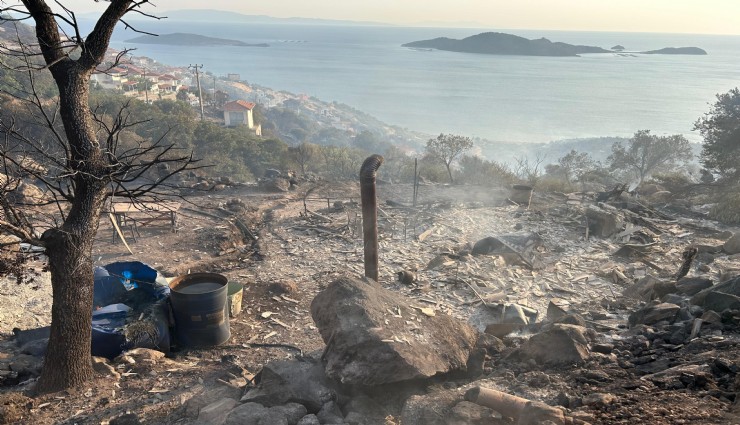 İzmir'deki yangında bir bağ evi kül oldu